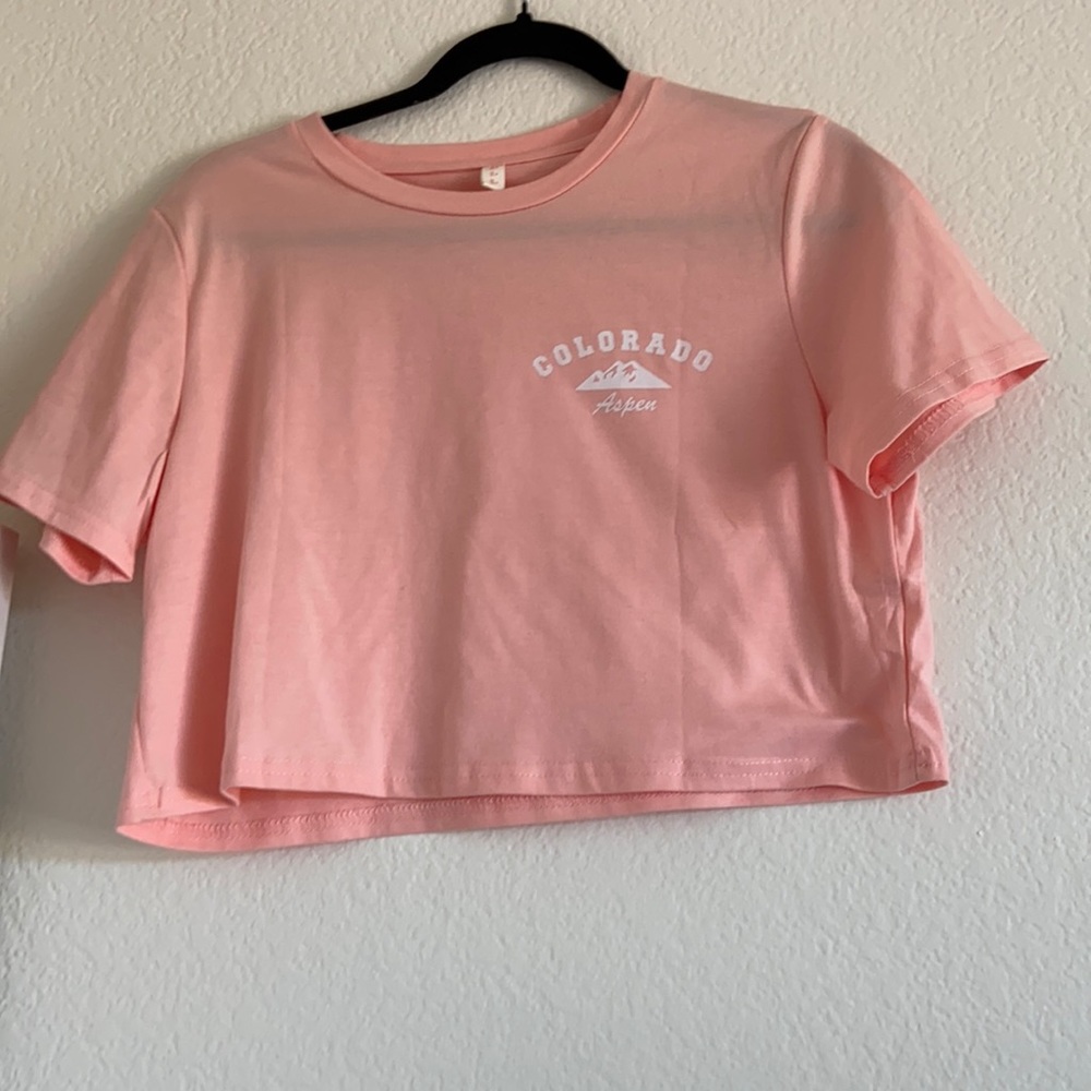 pink crop top